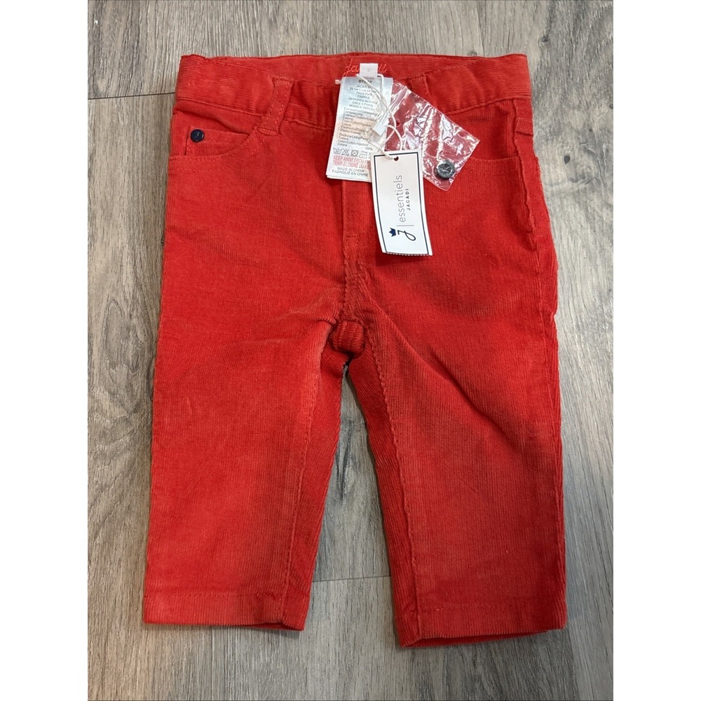 Jacadi Paris Corduroy‎ Pants Premium Luxury Kids Infant 6 Mo Dark Orange Red NWT